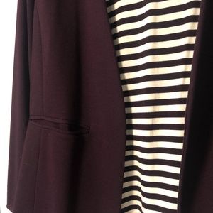 Eggplant purple cotton blazer with striped lining